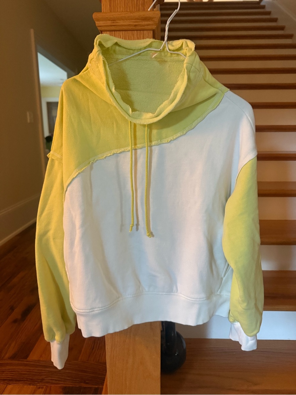 Free People Two-Tone Lemon & White Cowl Neck sweatshirt